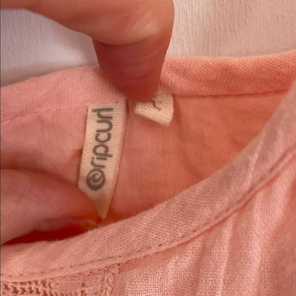 Rip Curl Flowy Peachy Pink Lace-Trim Mini Dress SzL - Picture 2 of 10